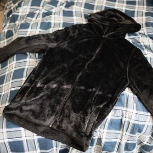 Black Fuzzy Kids Zipper Hoodie Large from Cat & Jack